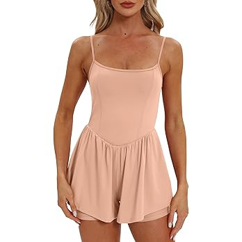 Beaully Women's Summer Sleeveless Rompers Spaghetti Strap Double Lined Shorts Jumpsuit One Piece ... | Amazon (US)