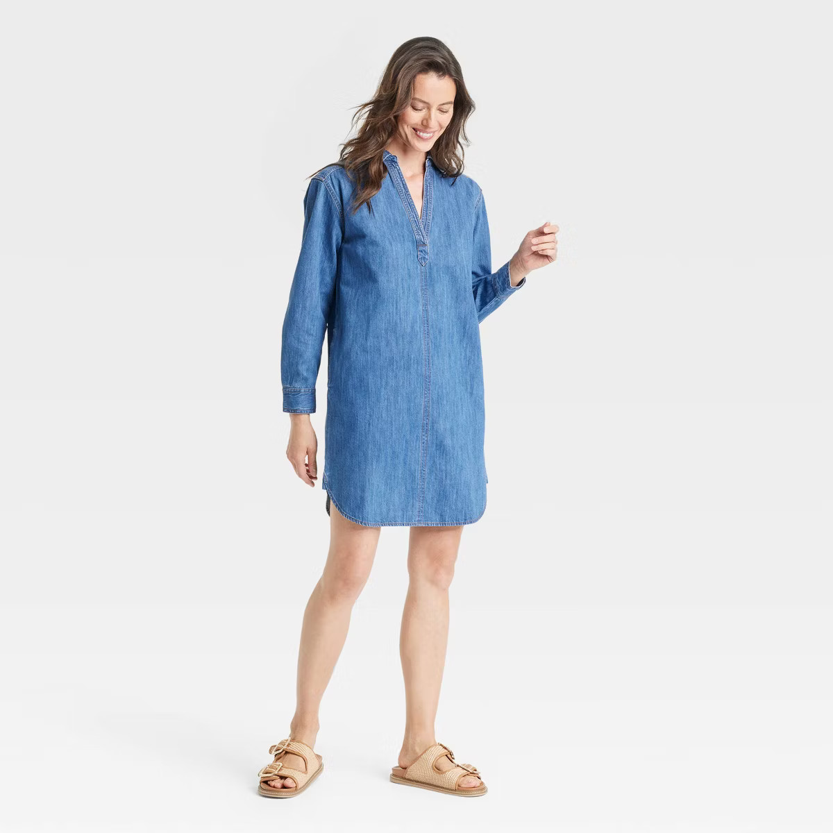 Women's Long Sleeve Popover Mini Shirtdress - Universal Thread™ | Target