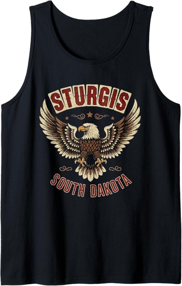 Sturgis, South Dakota, U.S.A. Eagle Art ON Front Tank Top | Amazon (US)