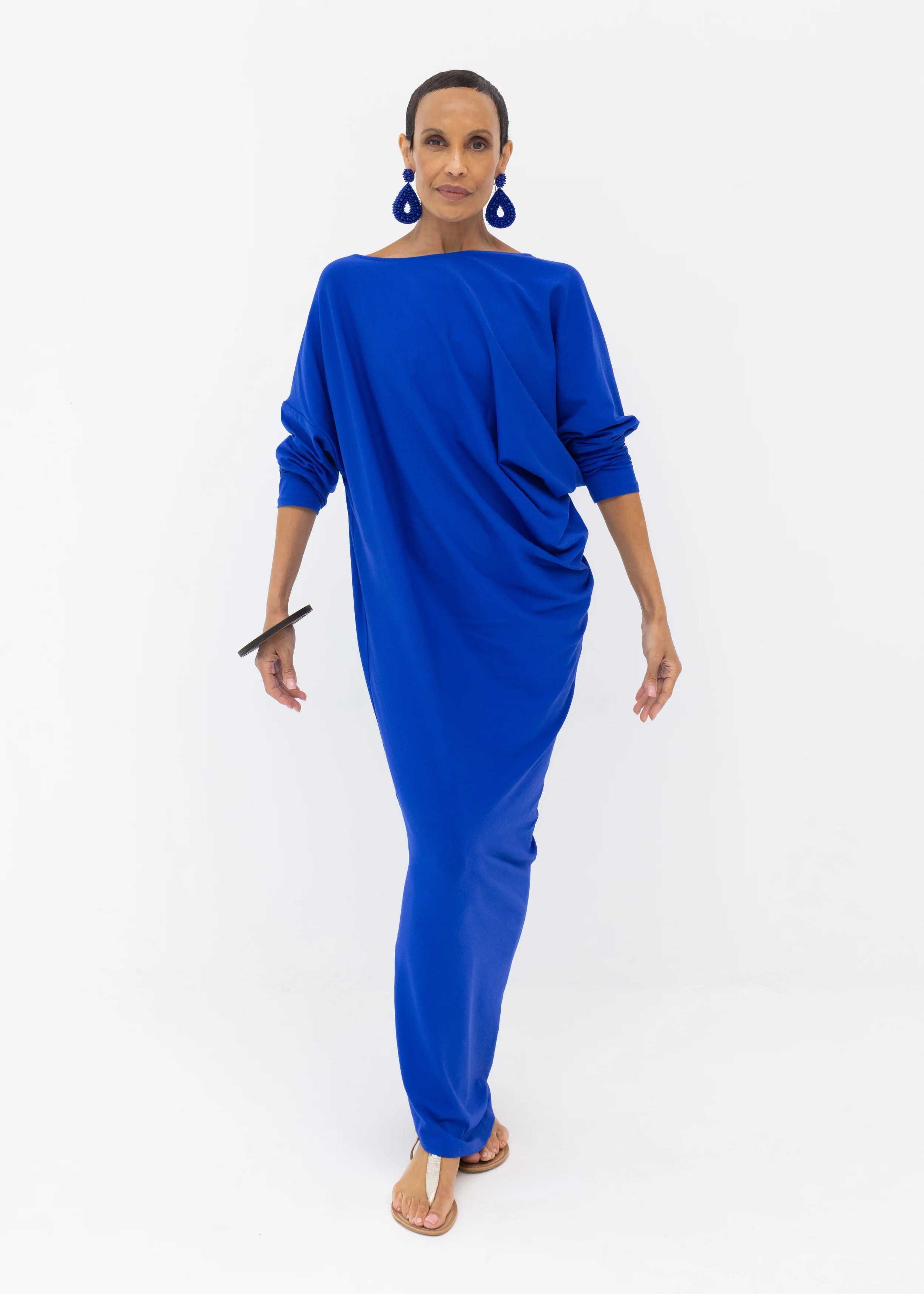 Riviera Draped Maxi Dress - Blue | Ada & Edith