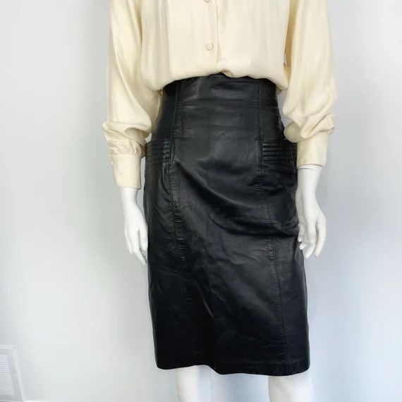 Vintage 80s Dominic Bellissimo High Waisted Black Leather - Etsy | Etsy (US)