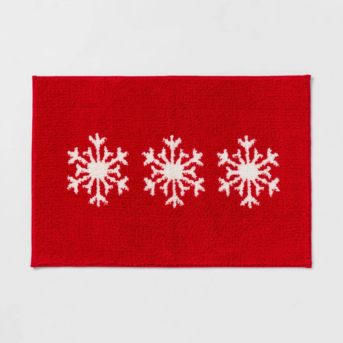 20"x30" Snowflake Christmas Bath Rug Red - Threshold™ | Target