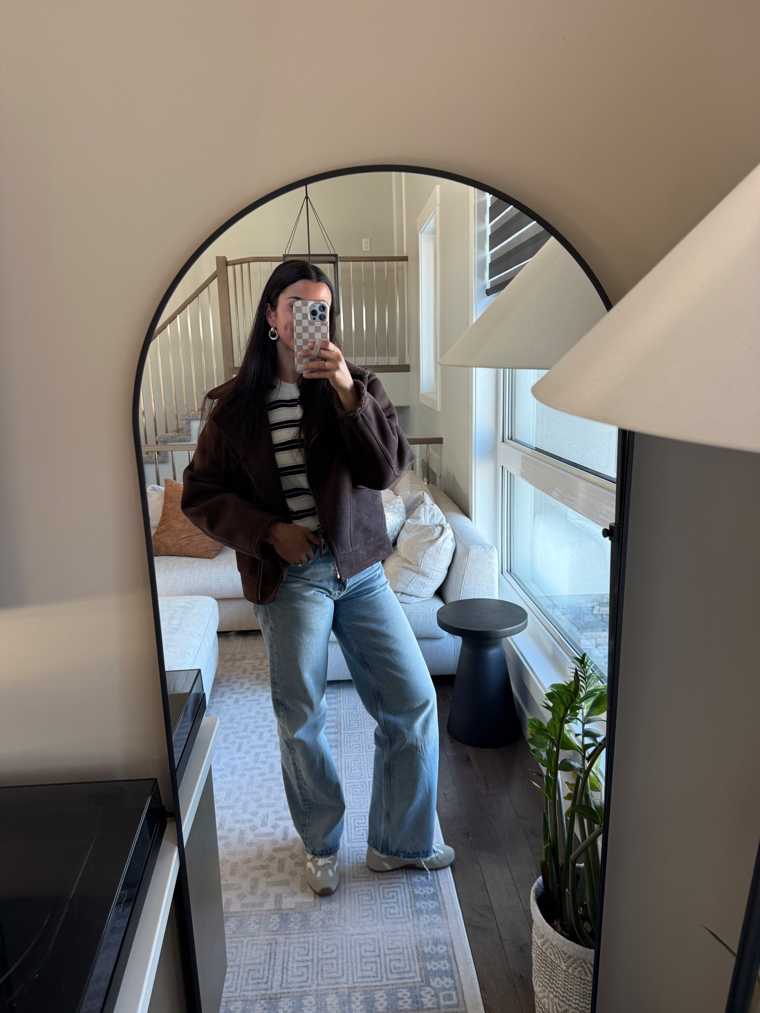 Ootd!!!!! New spring pieces. These jeans are sooo nice. Tts! Knit cardigan I’m wearing a large, and medium coat! 