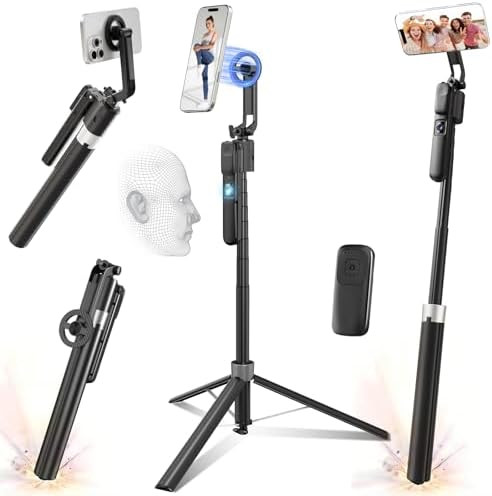 Magnetic Auto Face Tracking Tripod for iPhone, 71" Automatic Selfie Stick Tripod with Remote, Vlo... | Amazon (US)