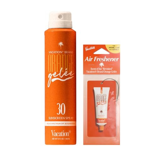 Vacation Orange Gelée SPF 30 Sunscreen Spray Oil & Air Freshener Bundle, Tanning Oil with SPF, Suntan Lotion Spray, Transparent on All Skin Tones, Dermatologist-Tested, Vegan, 5 Fl. Oz. | Amazon (US)