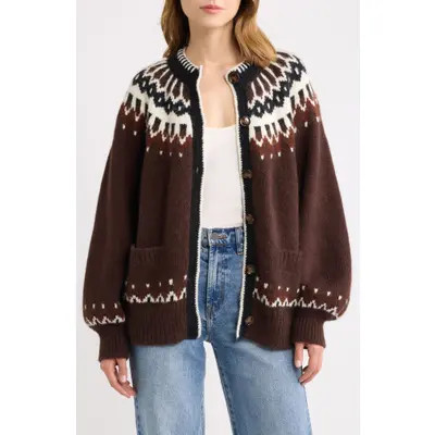 DÔEN Hue Fair Isle Cardigan in Brun Aberdeen Fair Isle at Nordstrom, Size X-Small | Nordstrom