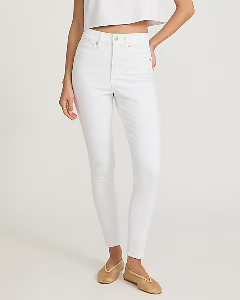 High Waisted White Supersoft Skinny Jeans | Express