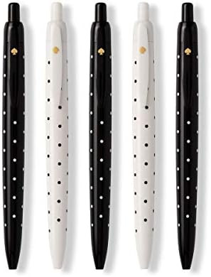 kate spade new york Black Ink Pen Set of 5, Polka Dot Retractable Pens, Cute Plastic Click Pens, ... | Amazon (US)