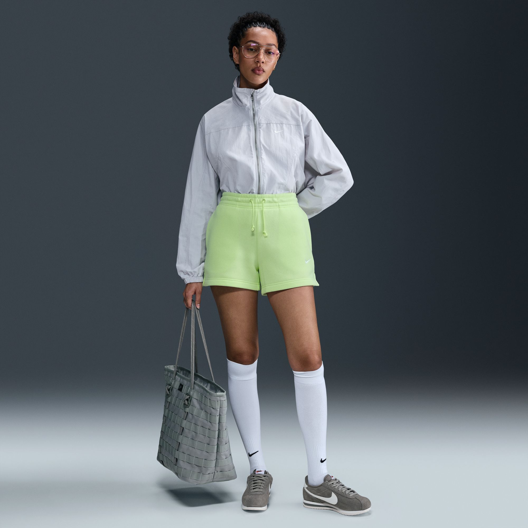 Nike Women's Sportswear Phoenix Fleece Mid-Rise 4" Shorts, Large, Blue Tint | DICK'S Sporting Goods