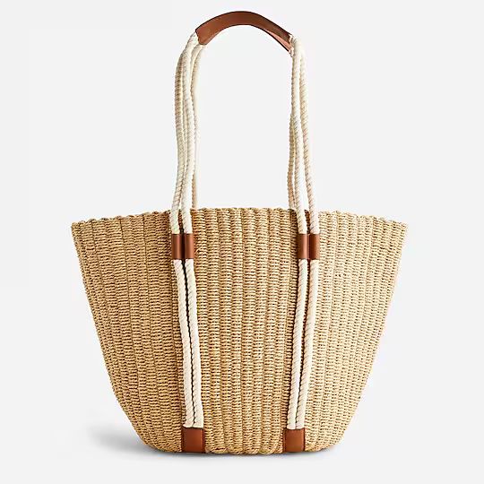 Woven-straw market tote with rope handles | J.Crew US