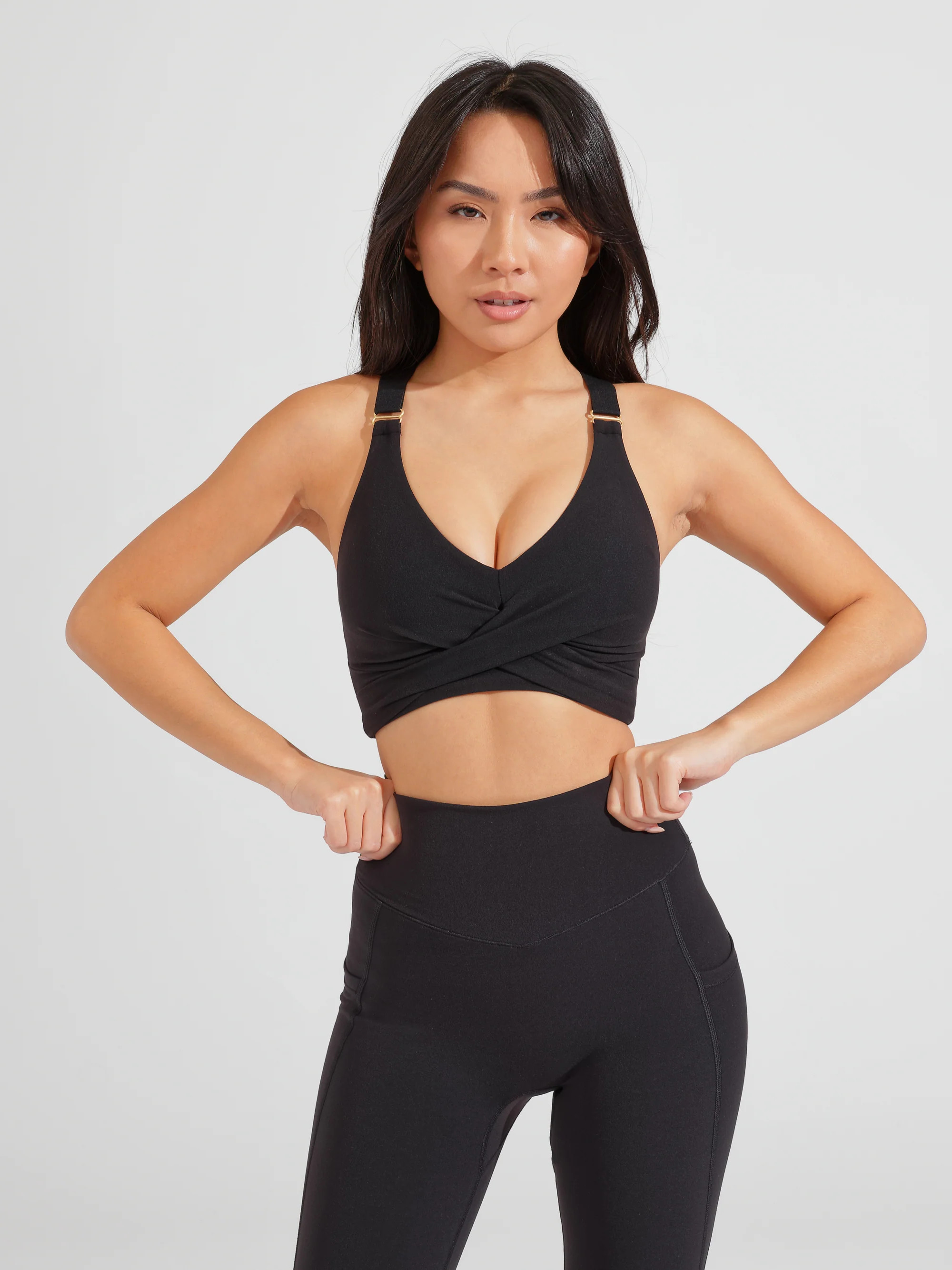 Candy Wrap Sports Bra - Onyx Black | Buffbunny