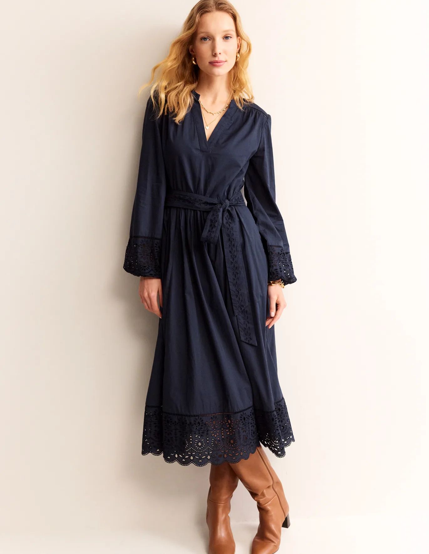 Jen Broderie Cotton Midi Dress | Boden (US)
