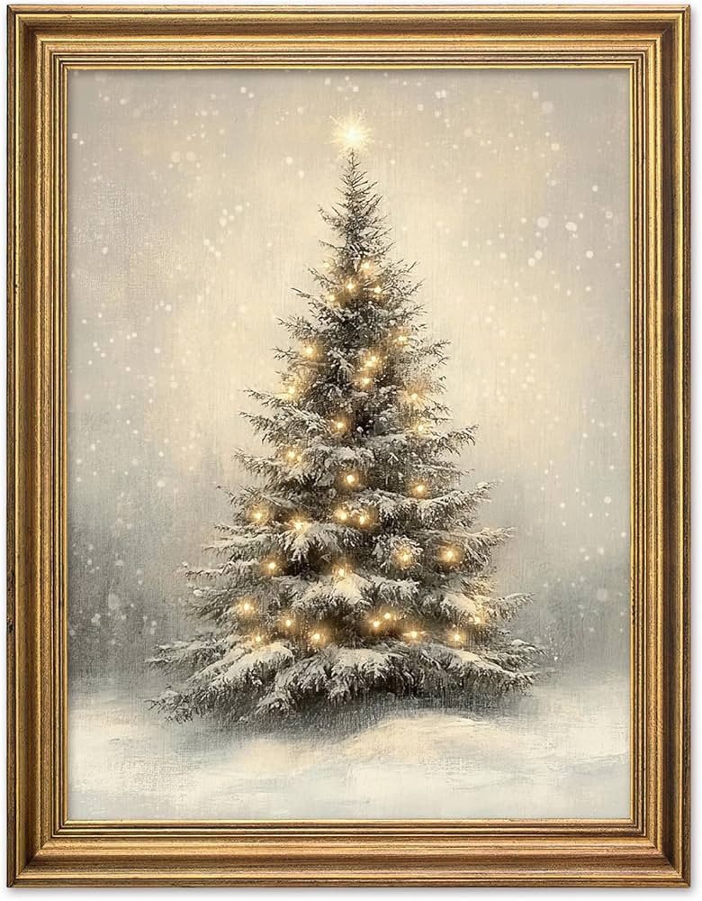 Whaline 1 Pcs Christmas Wall Art Prints Vintage Xmas Tree Art Canvas Poster Retro Winter Wall Dec... | Amazon (CA)