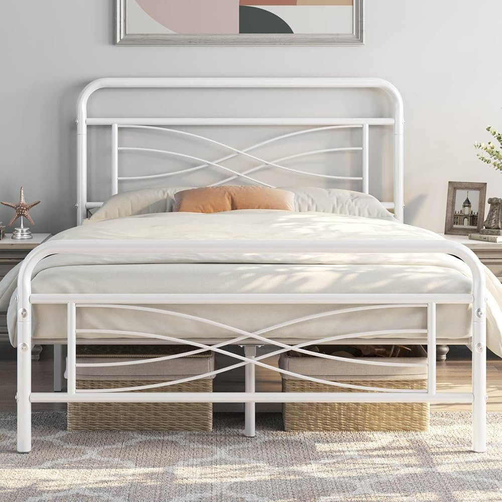 Yaheetech Queen Metal Bed Frame with Criss-Cross Design, Ample Underbed Storage Space, Heavy Duty... | Amazon (US)