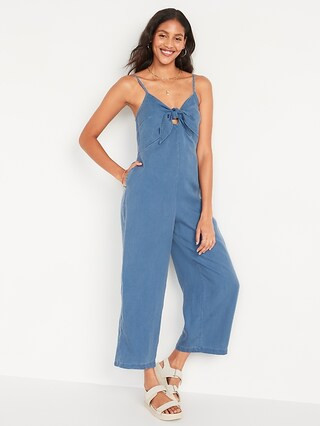 Sleeveless Tie-Front TENCEL™ Lyocell Jumpsuit for Women | Old Navy (US)