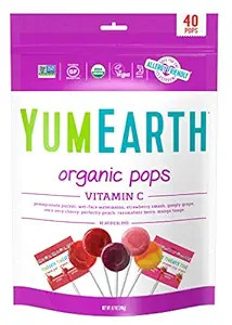 YumEarth Organic Fruit Flavored Vitamin C Pops Variety Pack, 40 Lollipops, Allergy Friendly, Glut... | Amazon (US)