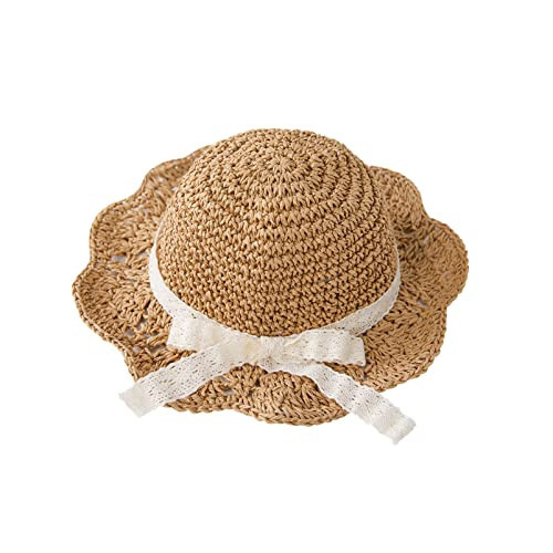 pureborn Toddler Girls Straw Sun Hat - Wide Brim Sun Protection Beach Sun Hat with Chin Strap for Girls 2-5 Years Brown | Amazon (US)