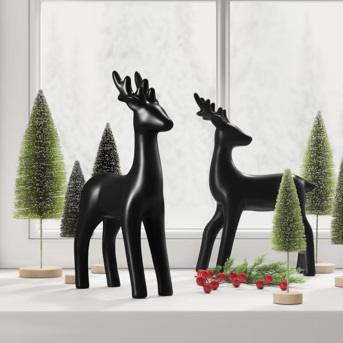 Ceramic Standing Deer Christmas Animal Figurine - Wondershop™ Black: Indoor Holiday Decor, 12" ... | Target