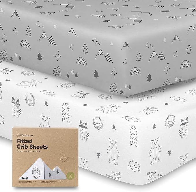 Jersey Fitted Baby Crib Sheets - 2-Pack Soft & Breathable Crib Sheets for Boys and Girls - Fits S... | Amazon (US)