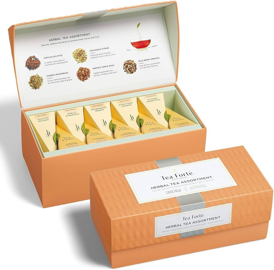 Tea Forte Presentation Box Tea Sampler Gift Set, 20 Assorted Variety Handcrafted Pyramid Tea Infu... | Amazon (US)