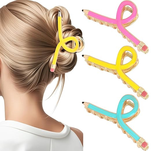 YARIEW Pencil Hair Claw Clips for Women Thick Hair Funny Back to School Hair Clips for Thin Hair ... | Amazon (US)