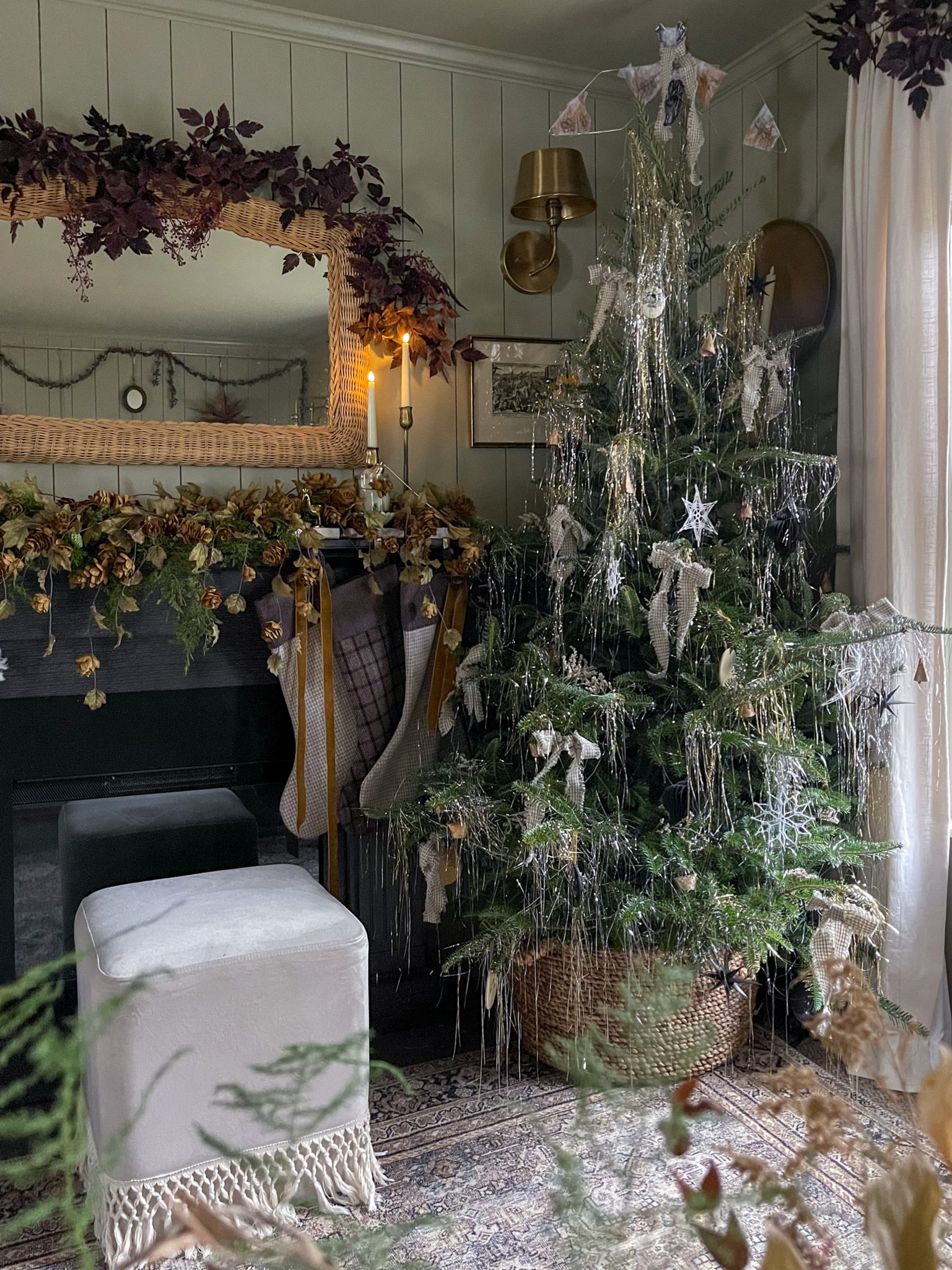 So remember when I shared our holiday mantel this past weekend? It was lovely, it really was. But then these beautiful silk hops stems I ordered several weeks ago arrived and there was only one spot for them. This may be the prettiest view ever in our house  What do you think? That they found a permanent home?! Yeah me too. #farmhousedialfano 

#LTKhome #LTKSeasonal #LTKHoliday