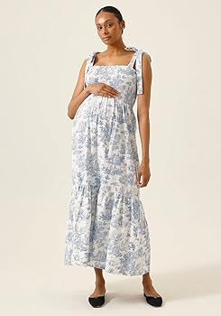 NOTHING FITS BUT Maternity Dress for Women, Linen Cotton Casual Minji Gown Maternity Nursing Dres... | Amazon (US)