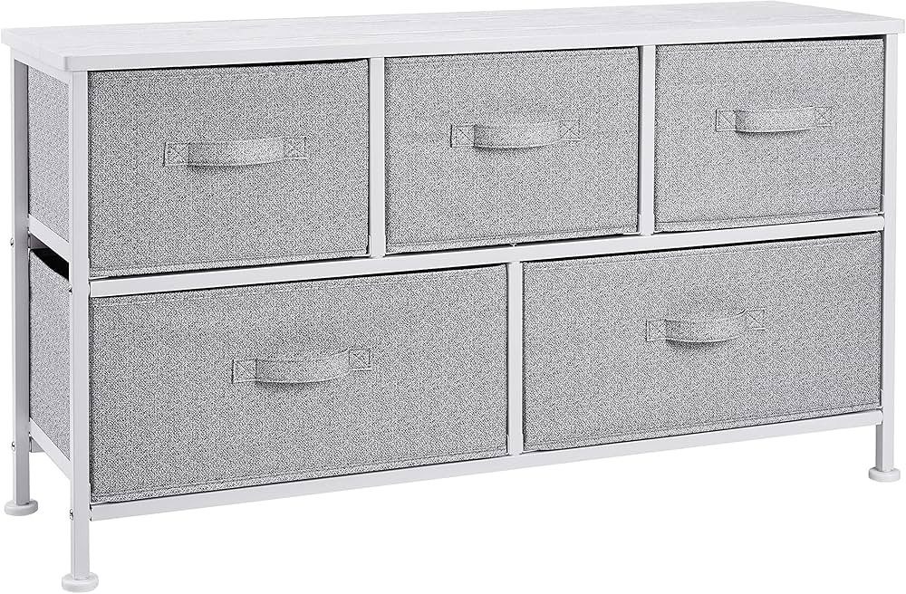Amazon Basics Extra Wide Fabric 5-Drawer Storage Organizer Unit for Closet, White | Amazon (CA)