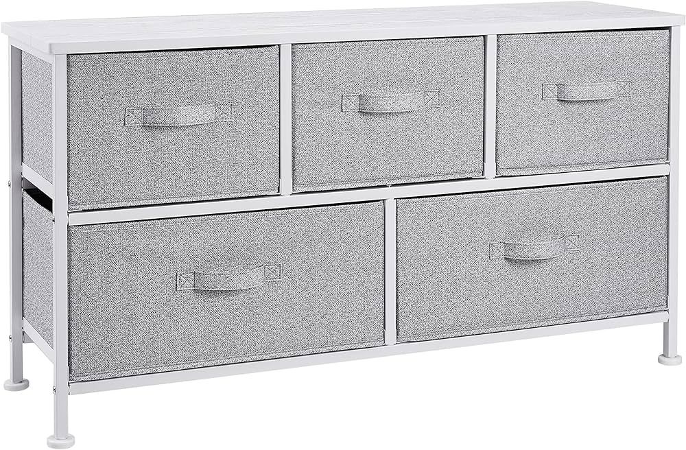 Amazon Basics Extra Wide Fabric 5-Drawer Storage Organizer Unit for Closet, White | Amazon (CA)