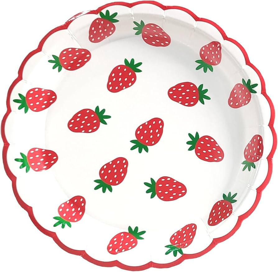 MaitianGuyou 40Pcs 7 Inch Strawberry Party Tableware Dessert Paper Plates for Birthday Supplies,B... | Amazon (US)