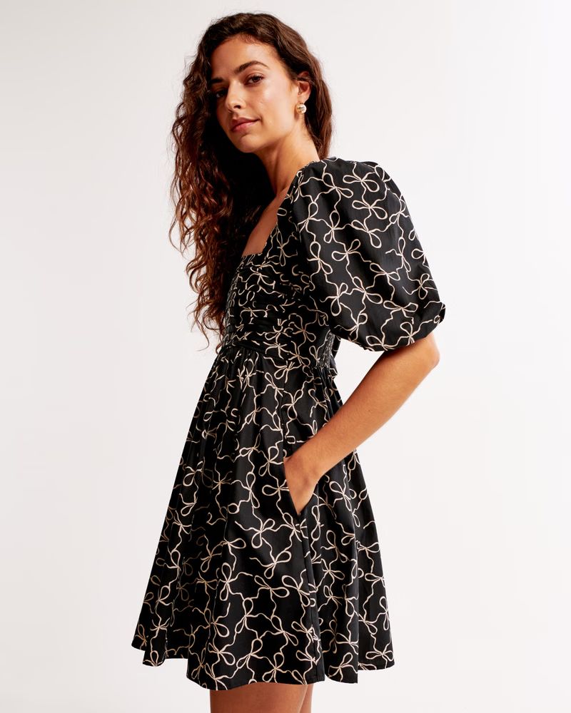 Emerson Poplin Puff Sleeve Mini Dress | Abercrombie & Fitch (US)