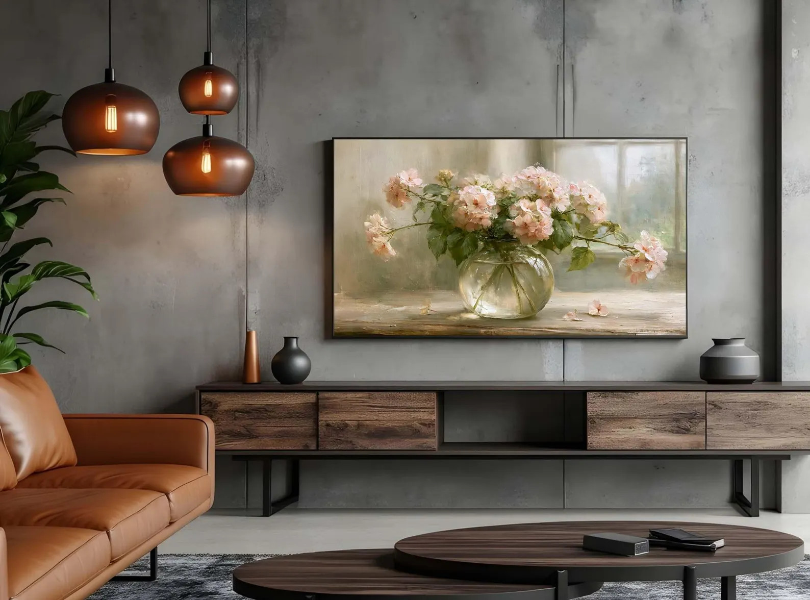 Pink Flower Frame TV Art, Floral Vintage Oil Painting Samsung TV Screensaver | Etsy (Global)