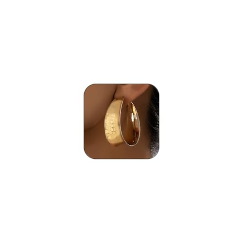 Chunky Gold Hoop Earrings for Women 14k Gold Plated Chunky Gold Earrings Thick Gold Chunky Earrings Large Big Chunky Hoops Earring Trendy Hypoallergenic Gold Statement Earrings Jewelry (Turtle Gold) | Amazon (US)