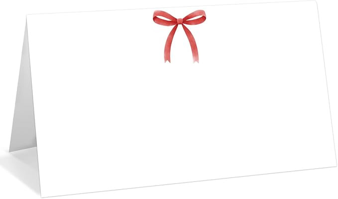 25 Pack Red Bow Place Cards, Editable Name Cards for Table Setting, Cute Tent Cards Food Label fo... | Amazon (US)