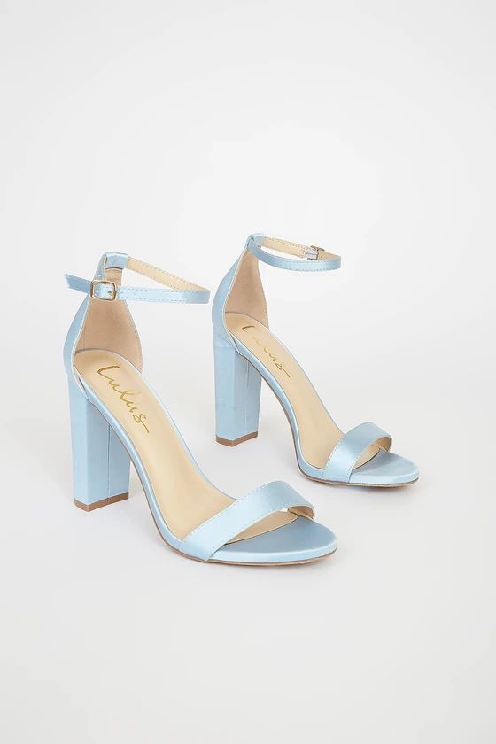 Taylor Baby Blue Satin Ankle Strap Heels | Lulus (US)