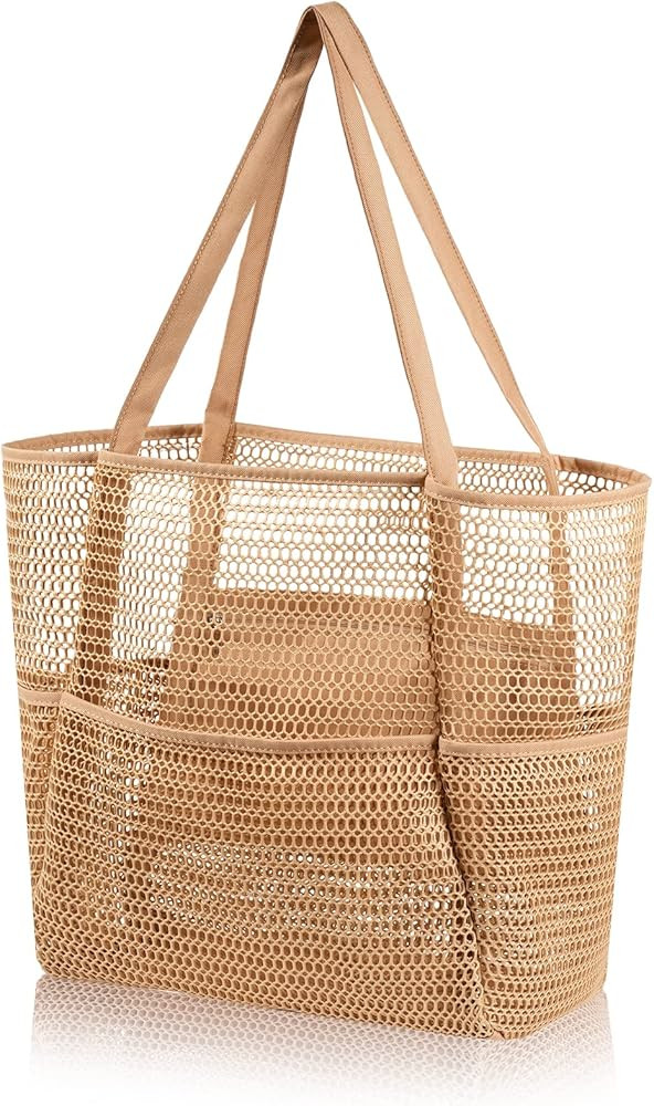 Tibroni Mesh Beach Tote Bag Women, Extra Large Beach Bags, Pool Bag, Shoulder Handbag for Beach S... | Amazon (US)