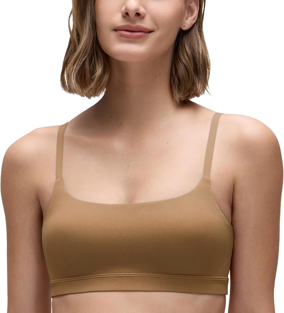 CRZ YOGA Butterluxe Adjustable Spaghetti Strap Sports Bras for Women - Scoop Neck Wireless Padded... | Amazon (US)