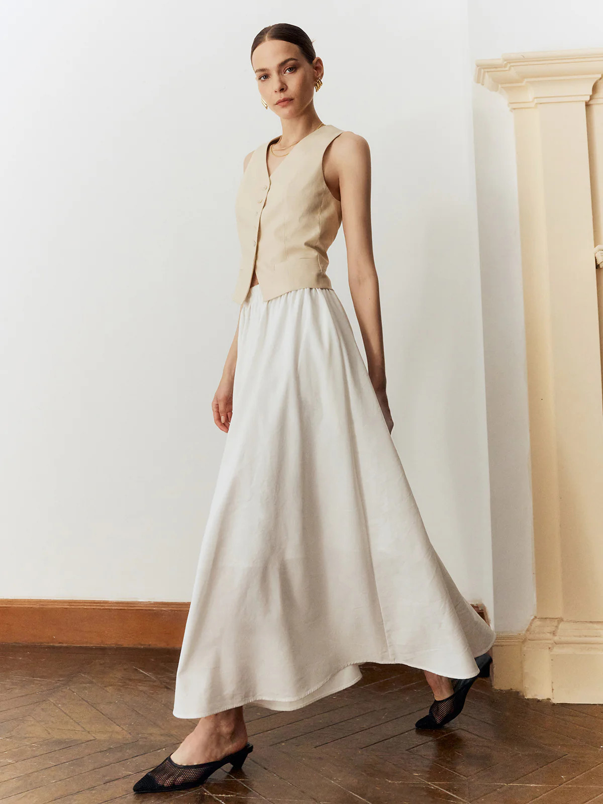 Cotton & Linen Maxi Skirt | Commense
