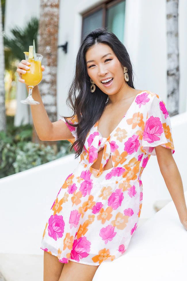 Love For A Lifetime Tropical Orange/Pink Dress Romper | Pink Lily