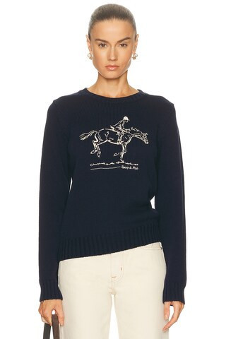 Sporty & Rich SWEATSHIRT in Dunkles Marineblau - Navy. Size L (also in M, S, XL, XS). | FWRD 