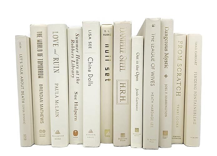 Bundle of Beige Cream Ivory Tan Decorative Books with FOIL Lettering Text - Decorative Book Stack... | Amazon (US)