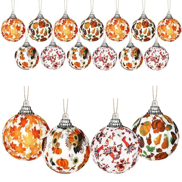 Husfou 16pcs Fall Decorations Hanging Ball Ornaments for Thanksgiving, Fabric Wrapped Covered Tre... | Walmart (US)