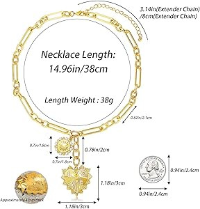 HETICA Chunky Gold-Plated Necklace for Women Heart Pendants Necklace Sun Flower Necklace Fashion ... | Amazon (US)