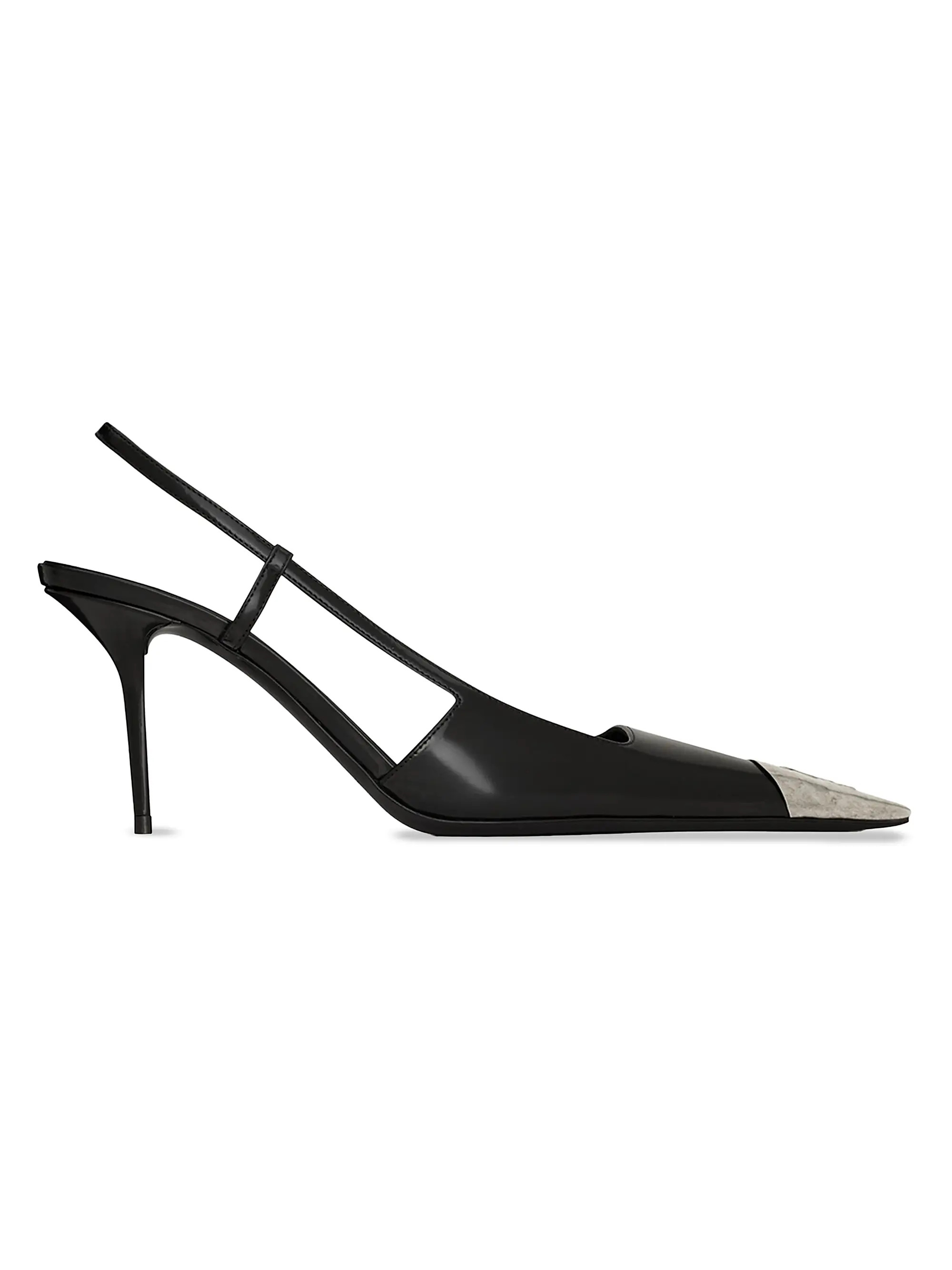 Saint Laurent Jeanne Slingback Pumps in Glazed Leather | Saks Fifth Avenue | Saks Fifth Avenue