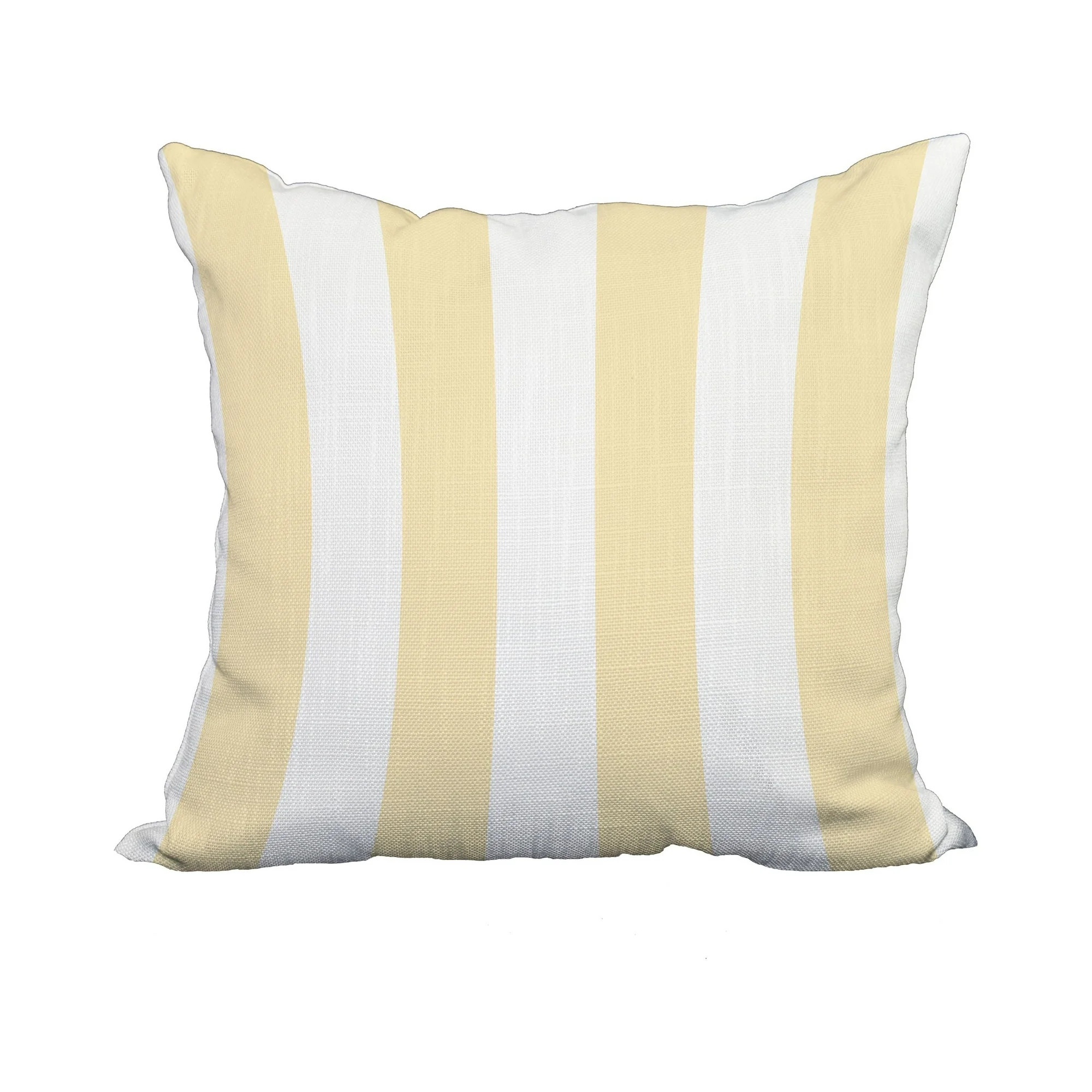 18 x 18 Inch Rugby Stripe Yellow Stripe Print Decorative Polyester Throw Pillow with Linen Textur... | Walmart (US)