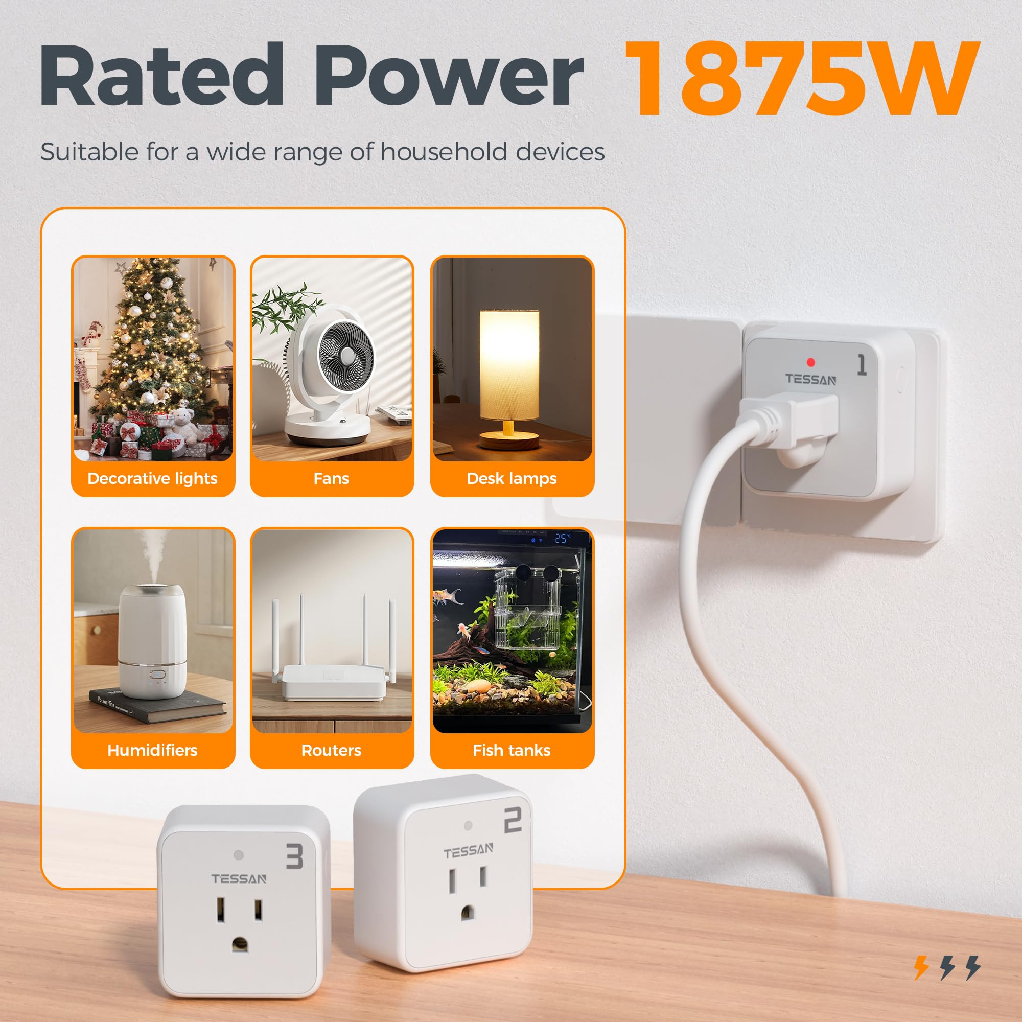 Remote Control Outlet Plug, TESSAN Wireless Light Switch Kit Indoor for String Lights, Lamps, Hom... | Amazon (US)