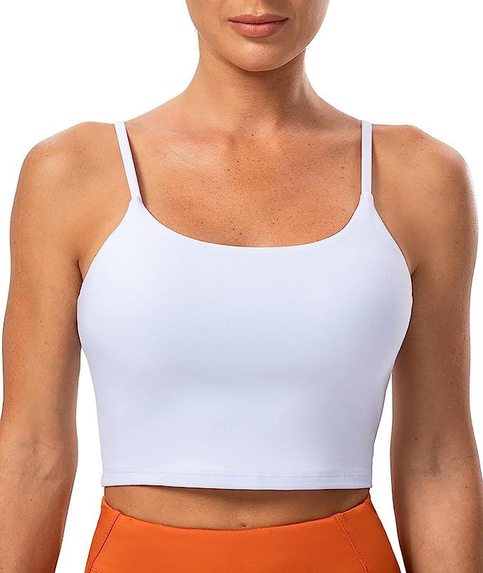 Lavento Women's Longline Sports Bra Yoga Cami Tank Top with Built in Bra | Amazon (US)