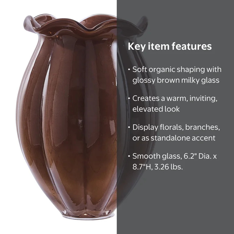 Home Decor Collection 9" Brown Milky Glass Vase | Walmart (US)