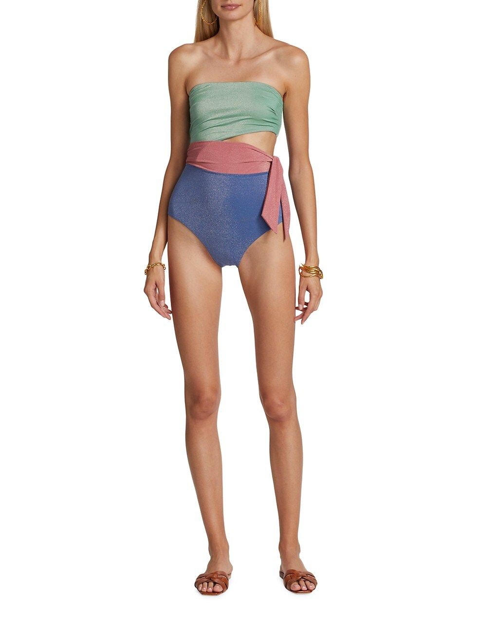 Clover Cut-Out Colorblock Swimsuit | Saks Fifth Avenue
