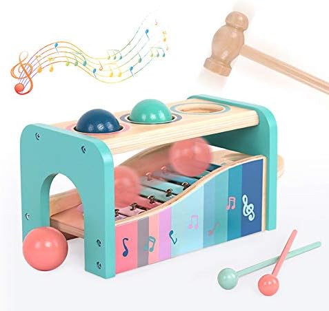 Enlitoys Wooden Pounding and Hammer Toy Pound A Ball Toy with Slide Out Xylophone Wooden Educatio... | Amazon (US)